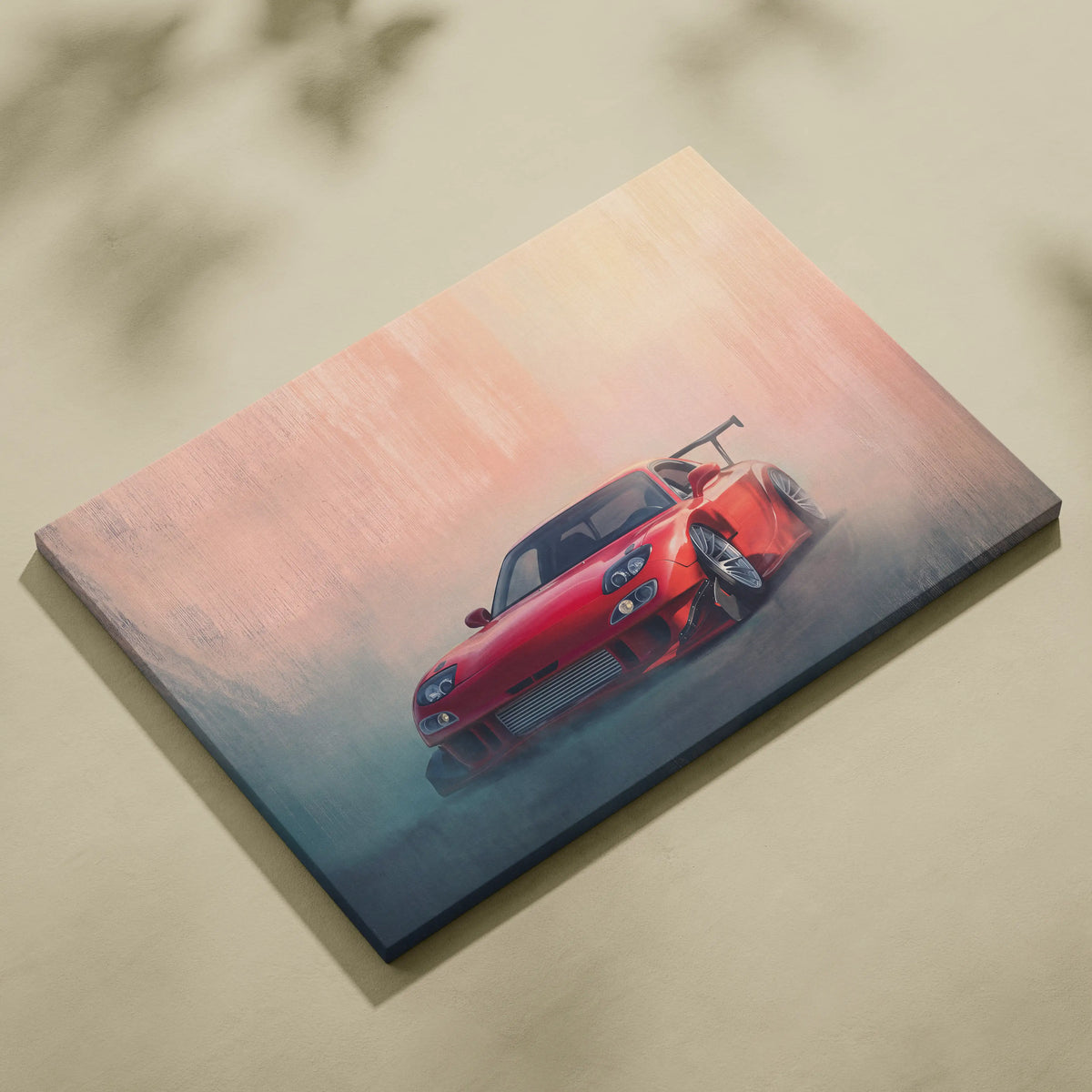 Mazda RX-7 Inspired Canvas Wall Art, Racing Drift Car Painting for Bedroom Decor