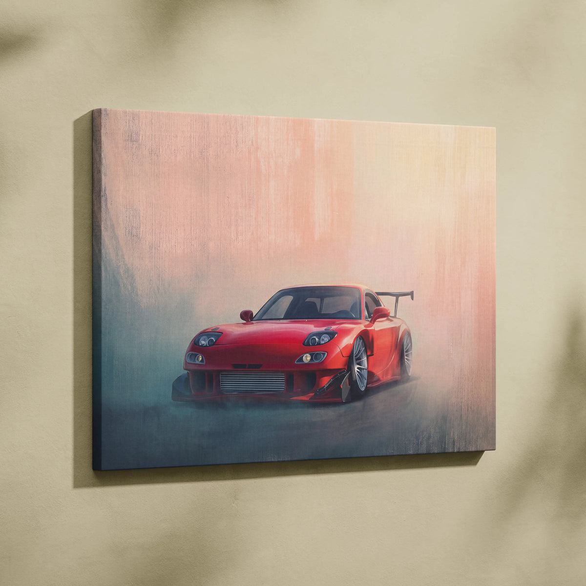 Mazda RX-7 Inspired Canvas Wall Art, Racing Drift Car Painting for Bedroom Decor