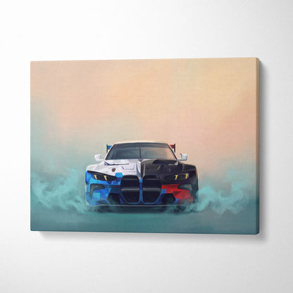 BMW M4 GT3 Inspired Automotive Wall Art, High Performance German Coupe Canvas Print