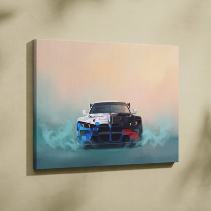 BMW M4 GT3 Inspired Automotive Wall Art, High Performance German Coupe Canvas Print