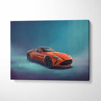 Aston Martin Vantage Inspired Car Wall Art, Modern British Sports Car Canvas Painting