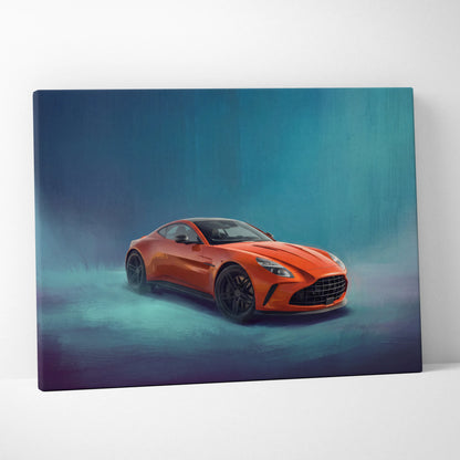 Aston Martin Vantage Inspired Car Wall Art, Modern British Sports Car Canvas Painting