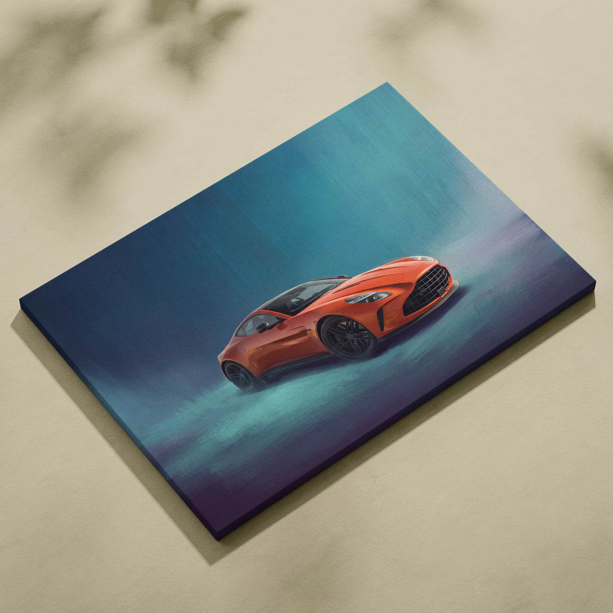 Aston Martin Vantage Inspired Car Wall Art, Modern British Sports Car Canvas Painting