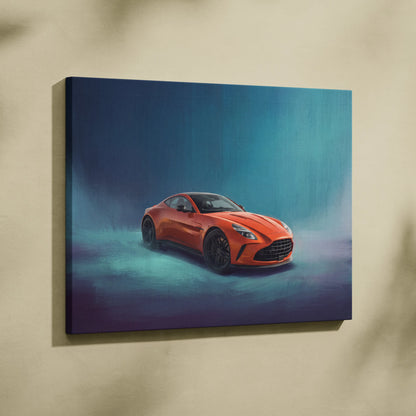 Aston Martin Vantage Inspired Car Wall Art, Modern British Sports Car Canvas Painting