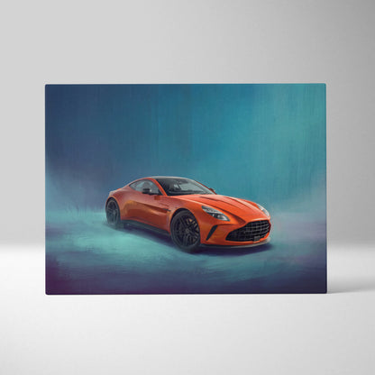 Aston Martin Vantage Inspired Car Wall Art, Modern British Sports Car Canvas Painting