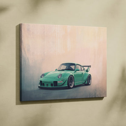 Porsche 911 Inspired Automotive Wall Art, Classic German Sports Car Canvas Art Print