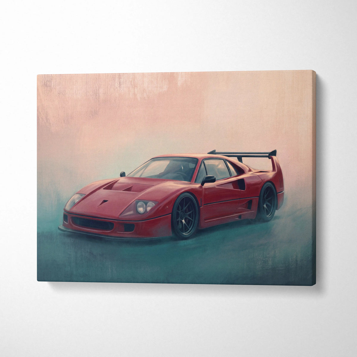 Ferrari F40 Inspired Canvas Art, Retro Supercar Wall Art Decor for Garage
