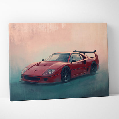 Ferrari F40 Inspired Canvas Art, Retro Supercar Wall Art Decor for Garage