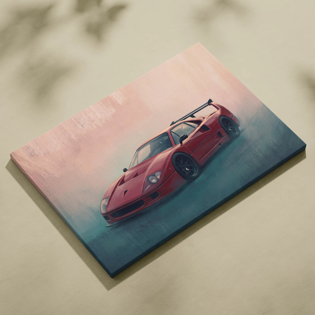 Ferrari F40 Inspired Canvas Art, Retro Supercar Wall Art Decor for Garage