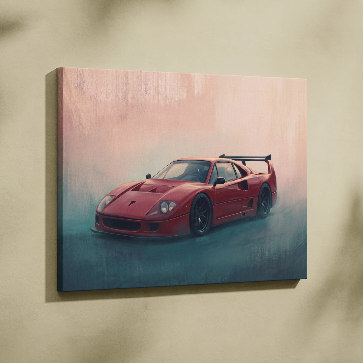 Ferrari F40 Inspired Canvas Art, Retro Supercar Wall Art Decor for Garage