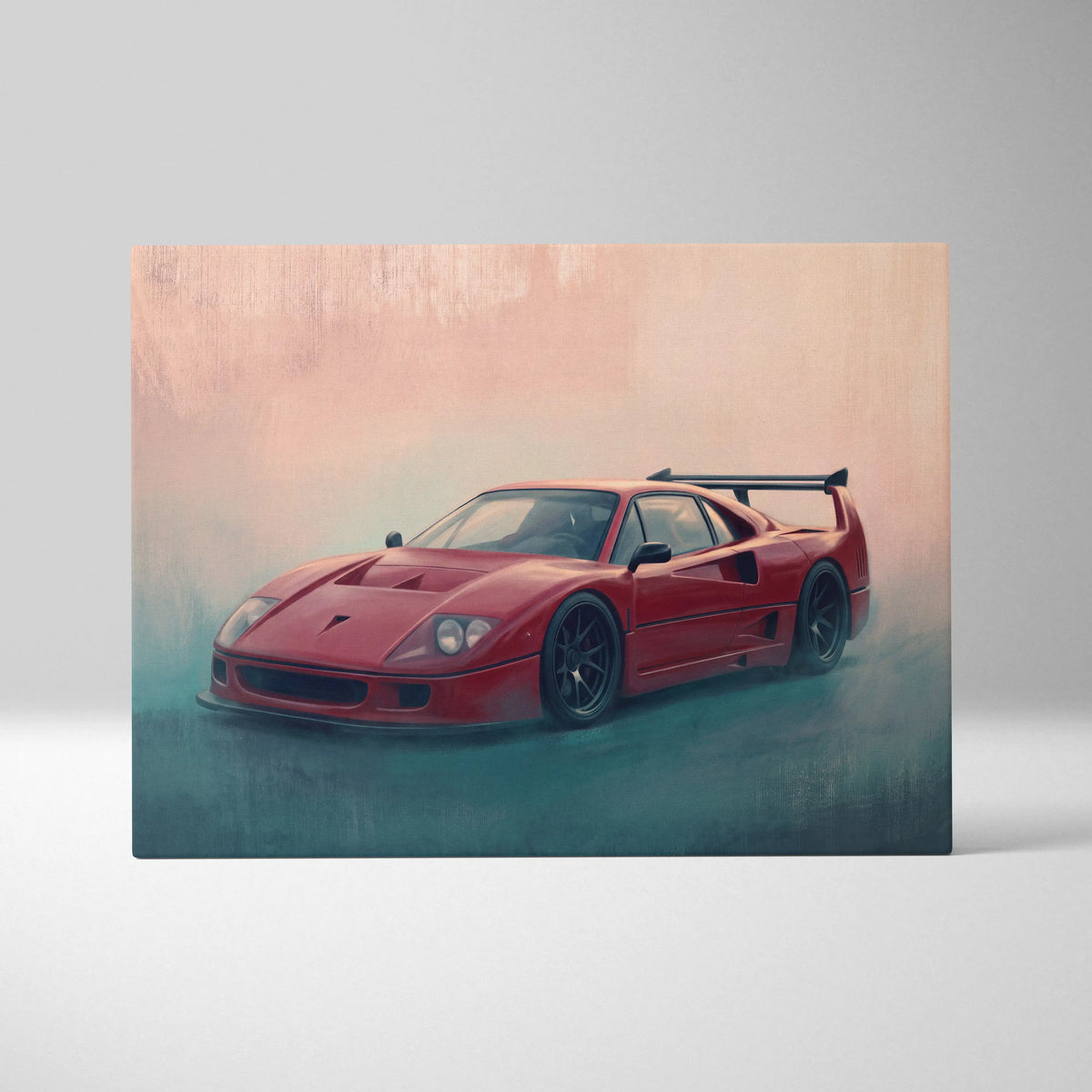 Ferrari F40 Inspired Canvas Art, Retro Supercar Wall Art Decor for Garage