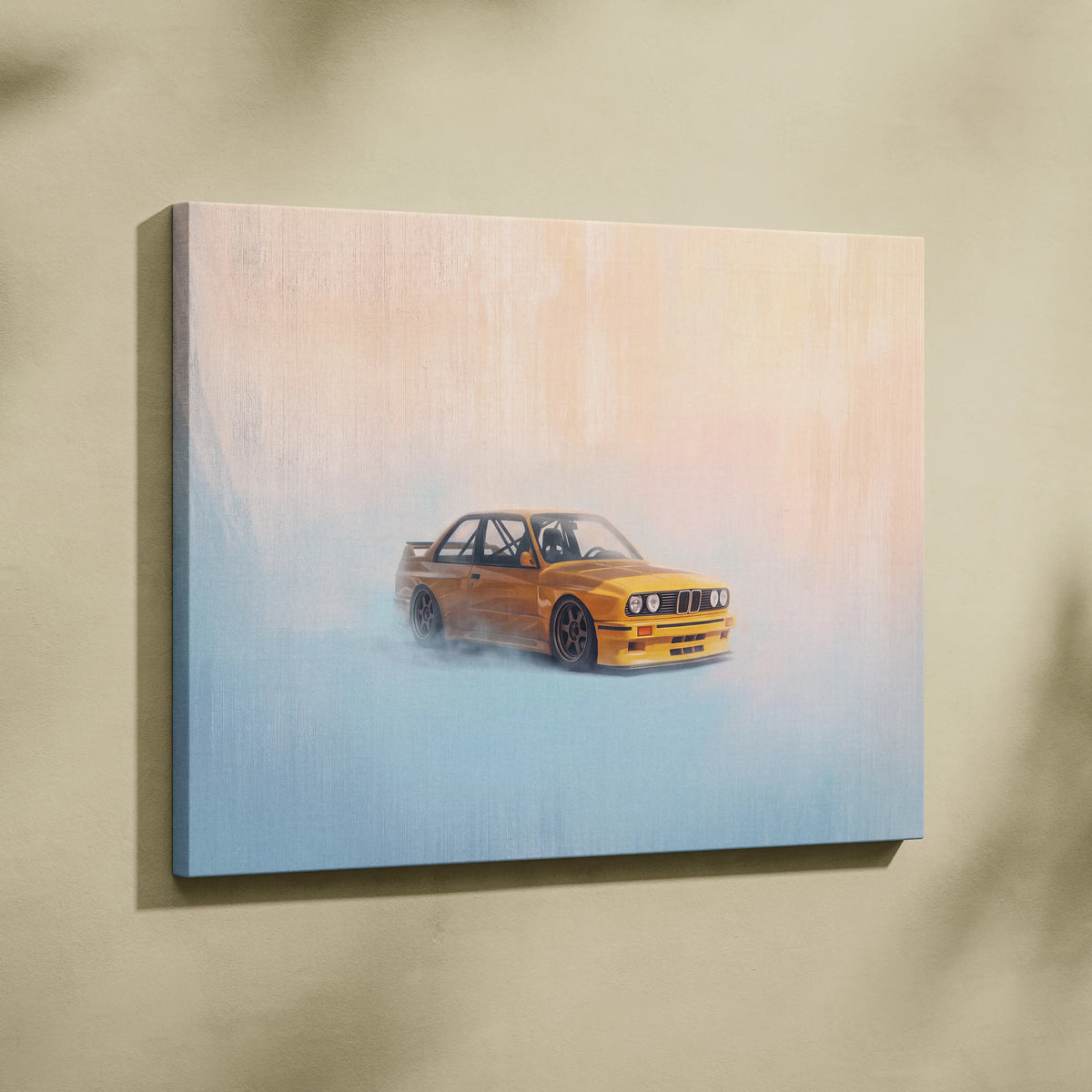 BMW E30 M3 Inspired Car Wall Art, Classic German Touring Car Canvas Painting