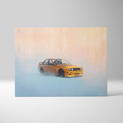 BMW E30 M3 Inspired Car Wall Art, Classic German Touring Car Canvas Painting