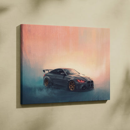 BMW M4 Inspired Automotive Wall Art, High Performance German Coupe Canvas Print
