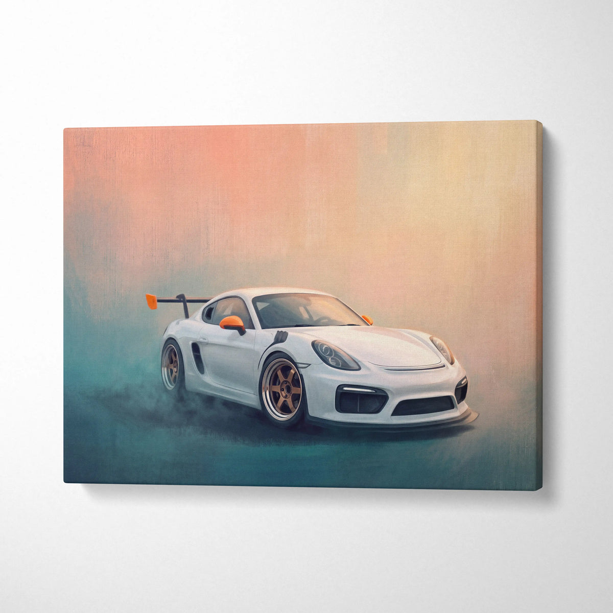 Porsche Cayman Inspired Automotive Wall Art, High Performance German Sports Car Canvas Print