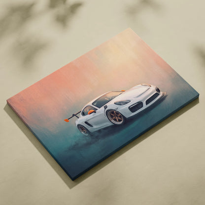 Porsche Cayman Inspired Automotive Wall Art, High Performance German Sports Car Canvas Print