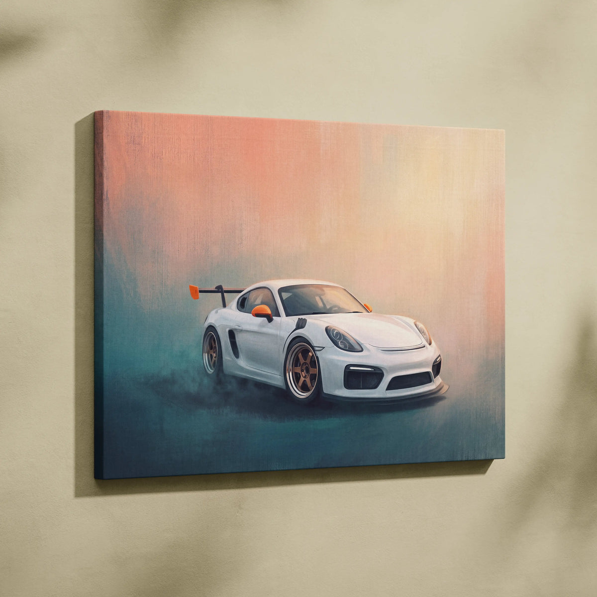 Porsche Cayman Inspired Automotive Wall Art, High Performance German Sports Car Canvas Print