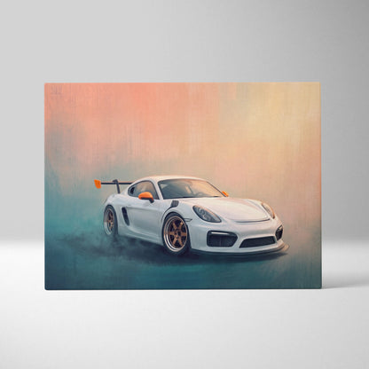 Porsche Cayman Inspired Automotive Wall Art, High Performance German Sports Car Canvas Print