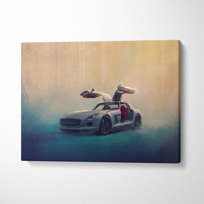 Mercedes-Benz SLS AMG Inspired Canvas Art, Luxury Exotic Car Wall Decor Print