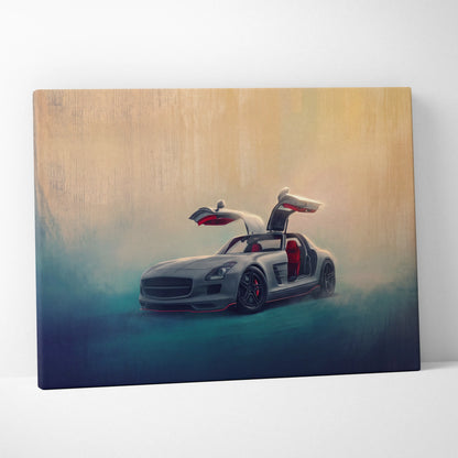 Mercedes-Benz SLS AMG Inspired Canvas Art, Luxury Exotic Car Wall Decor Print