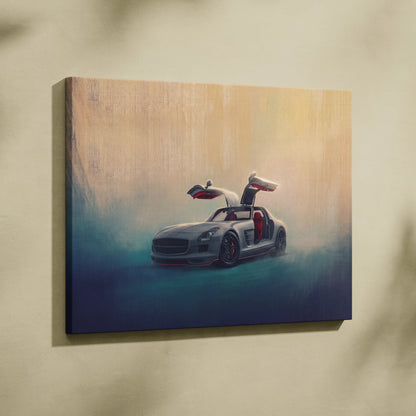 Mercedes-Benz SLS AMG Inspired Canvas Art, Luxury Exotic Car Wall Decor Print