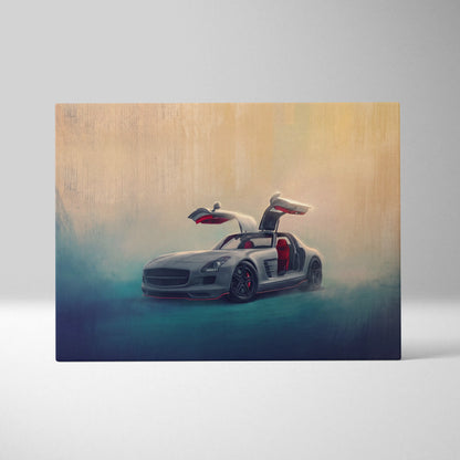 Mercedes-Benz SLS AMG Inspired Canvas Art, Luxury Exotic Car Wall Decor Print