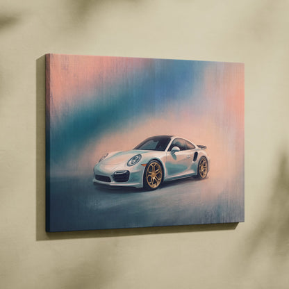 Porsche 911 Inspired Automotive Wall Art, Classic German Sports Car Canvas Art Print