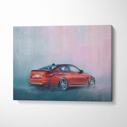 BMW M4 Inspired Canvas Art, Luxury Sports Car Wall Decor Print