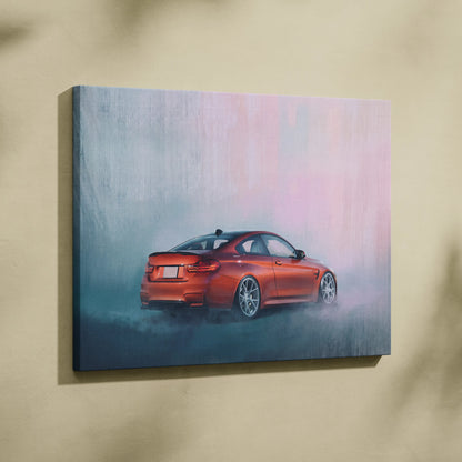 BMW M4 Inspired Canvas Art, Luxury Sports Car Wall Decor Print