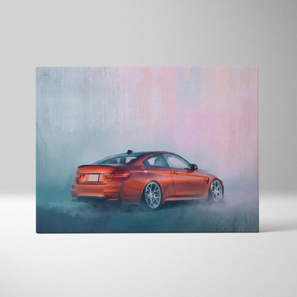 BMW M4 Inspired Canvas Art, Luxury Sports Car Wall Decor Print