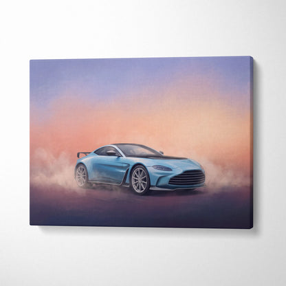 Aston Martin Vantage Inspired Car Wall Art, Modern British Sports Car Canvas Painting