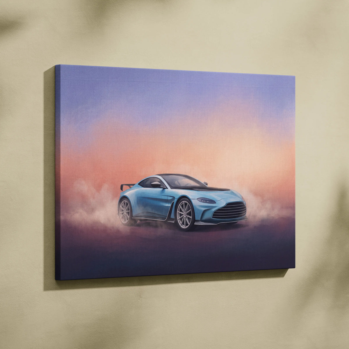Aston Martin Vantage Inspired Car Wall Art, Modern British Sports Car Canvas Painting