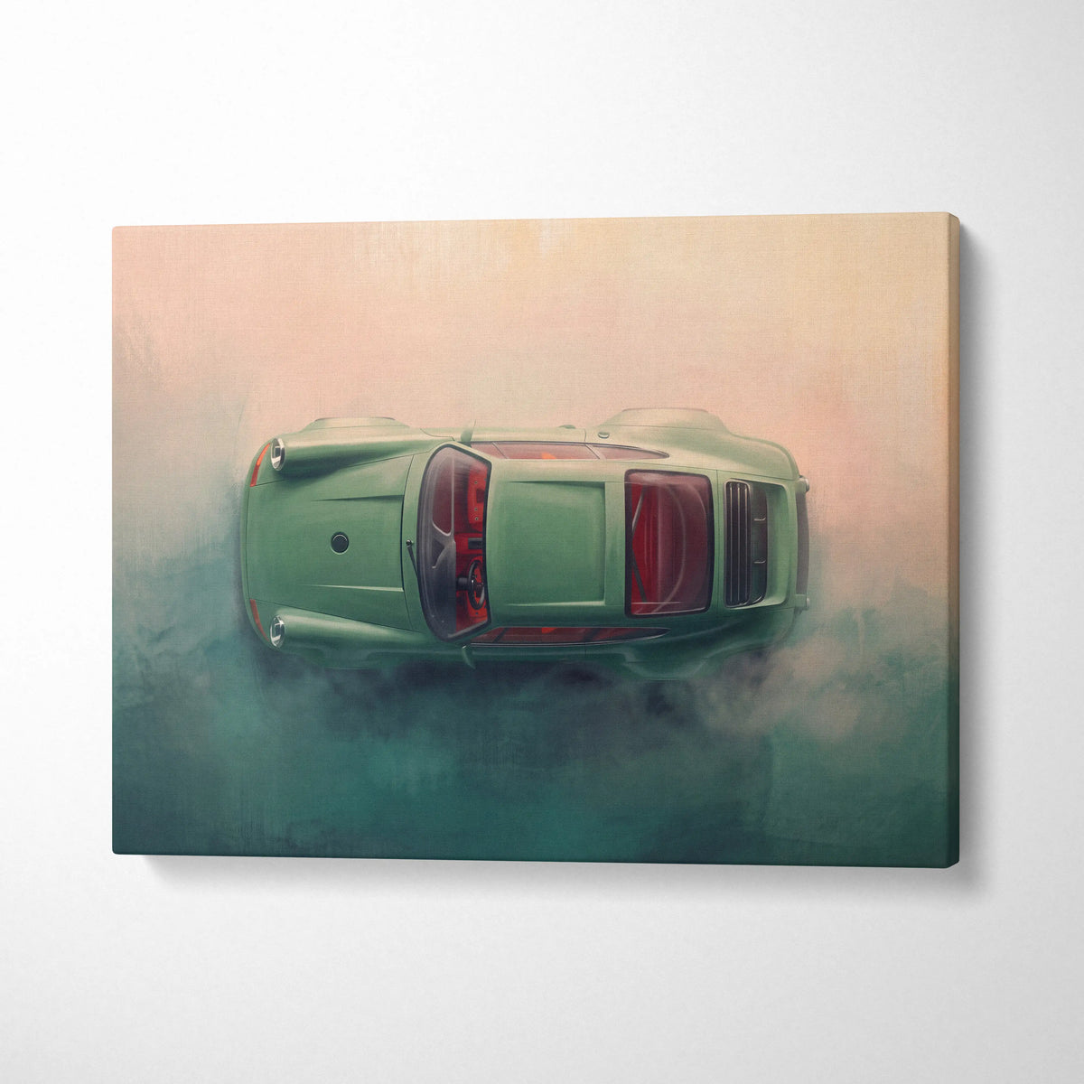 Porsche 911 Inspired Canvas Art, Retro Sports Car Wall Decor Poster