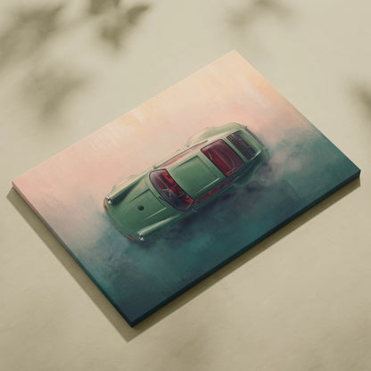 Porsche 911 Inspired Canvas Art, Retro Sports Car Wall Decor Poster
