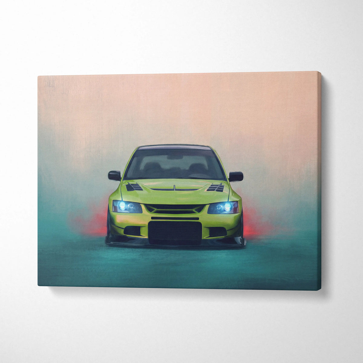 Mitsubishi Lancer Evolution Inspired Automotive Wall Art, JDM Tuner Canvas Print for Living Room