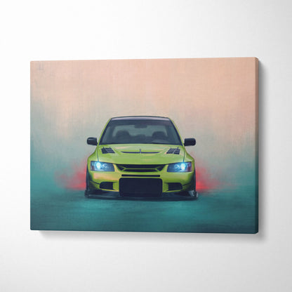 Mitsubishi Lancer Evolution Inspired Automotive Wall Art, JDM Tuner Canvas Print for Living Room