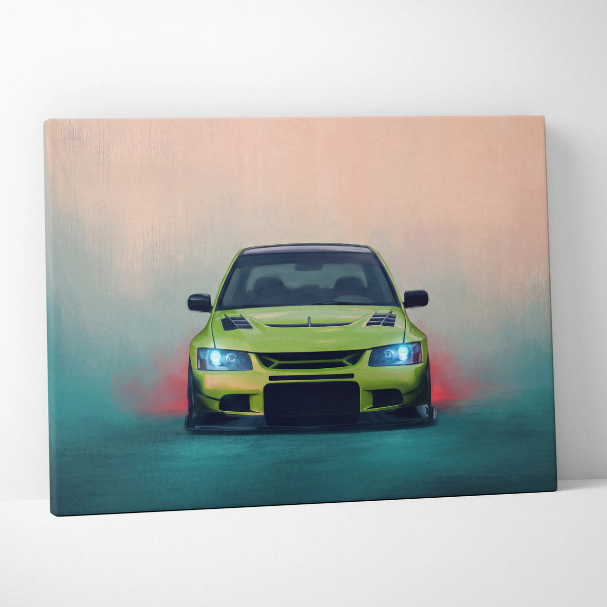 Mitsubishi Lancer Evolution Inspired Automotive Wall Art, JDM Tuner Canvas Print for Living Room