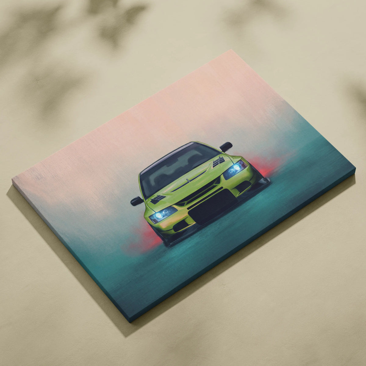 Mitsubishi Lancer Evolution Inspired Automotive Wall Art, JDM Tuner Canvas Print for Living Room