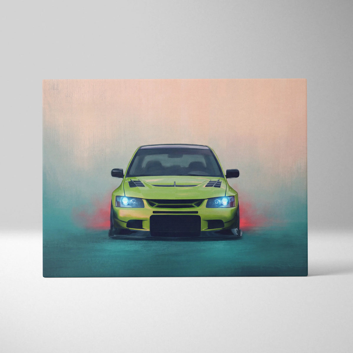 Mitsubishi Lancer Evolution Inspired Automotive Wall Art, JDM Tuner Canvas Print for Living Room