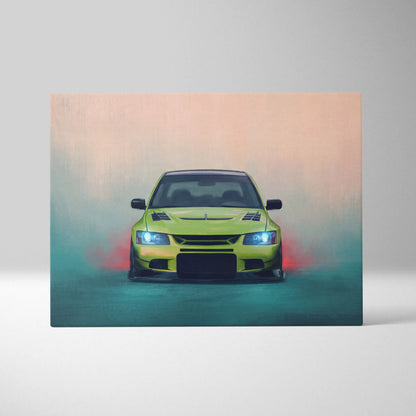 Mitsubishi Lancer Evolution Inspired Automotive Wall Art, JDM Tuner Canvas Print for Living Room