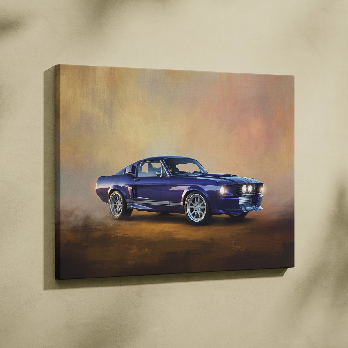 Ford Mustang Inspired Car Wall Art, Classic Coupe Canvas Painting