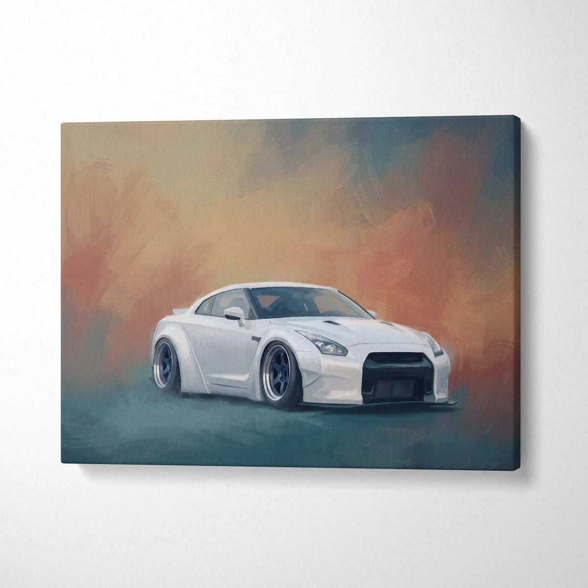 Nissan GT-R Inspired Canvas Art, Widebody Supercar Wall Painting for Office Decor