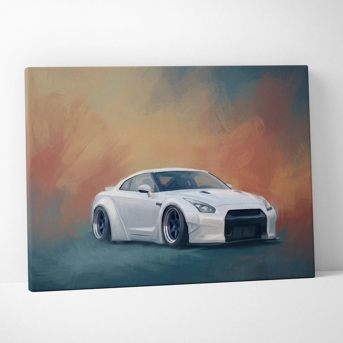 Nissan GT-R Inspired Canvas Art, Widebody Supercar Wall Painting for Office Decor
