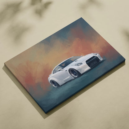Nissan GT-R Inspired Canvas Art, Widebody Supercar Wall Painting for Office Decor