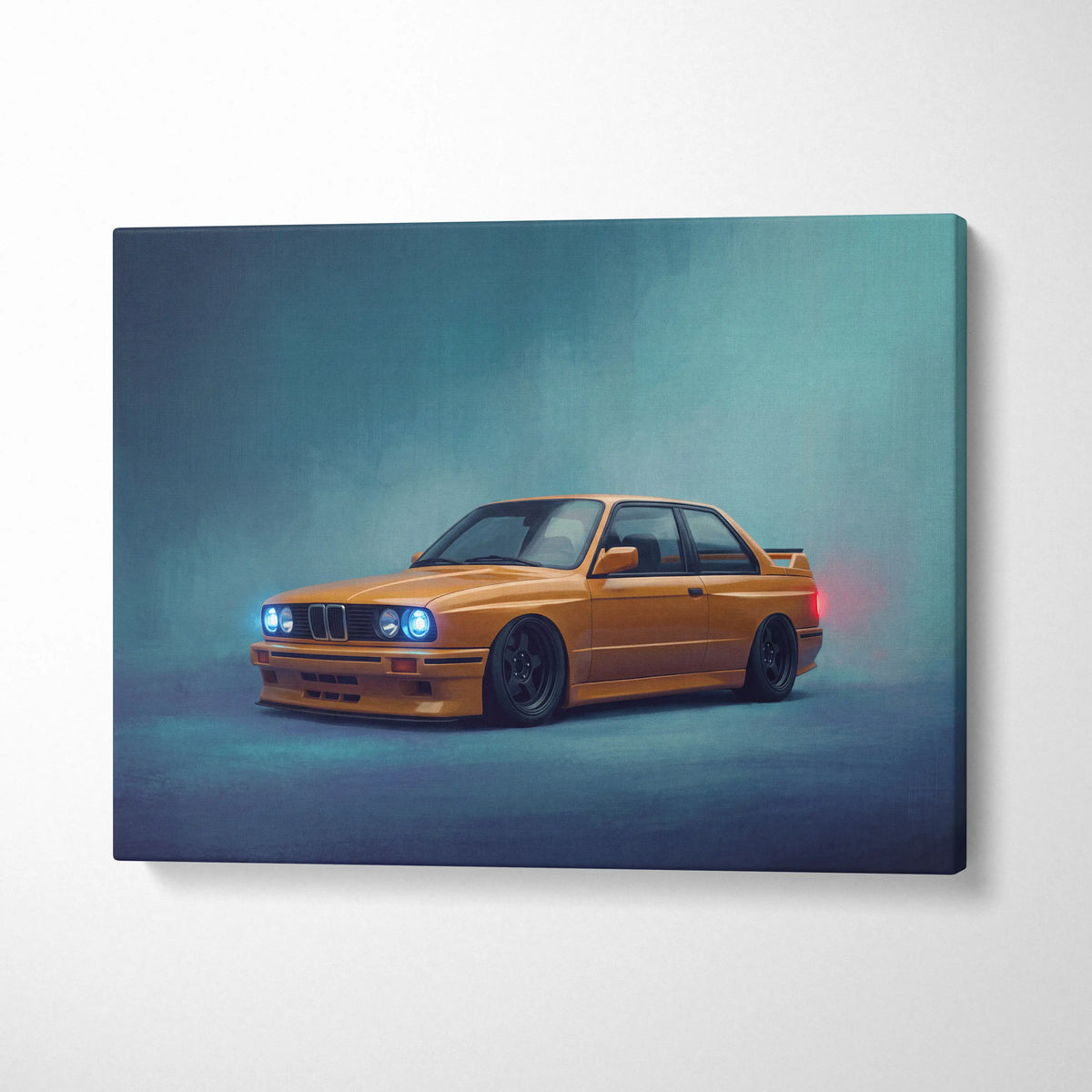 BMW E30 M3 Inspired Automotive Wall Art, Classic German Sports Car Canvas Art Print