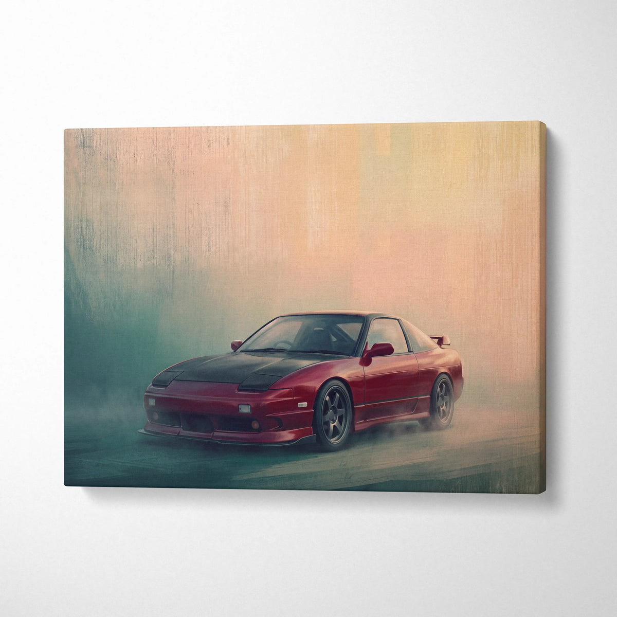 Nissan 240SX Inspired Car Wall Art, JDM Drift Tuner Canvas Print for Living Room