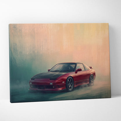Nissan 240SX Inspired Car Wall Art, JDM Drift Tuner Canvas Print for Living Room