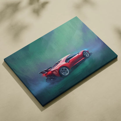 Ferrari p80c inspired car wall art canvas print featuring a red sports car with sleek design and glossy finish