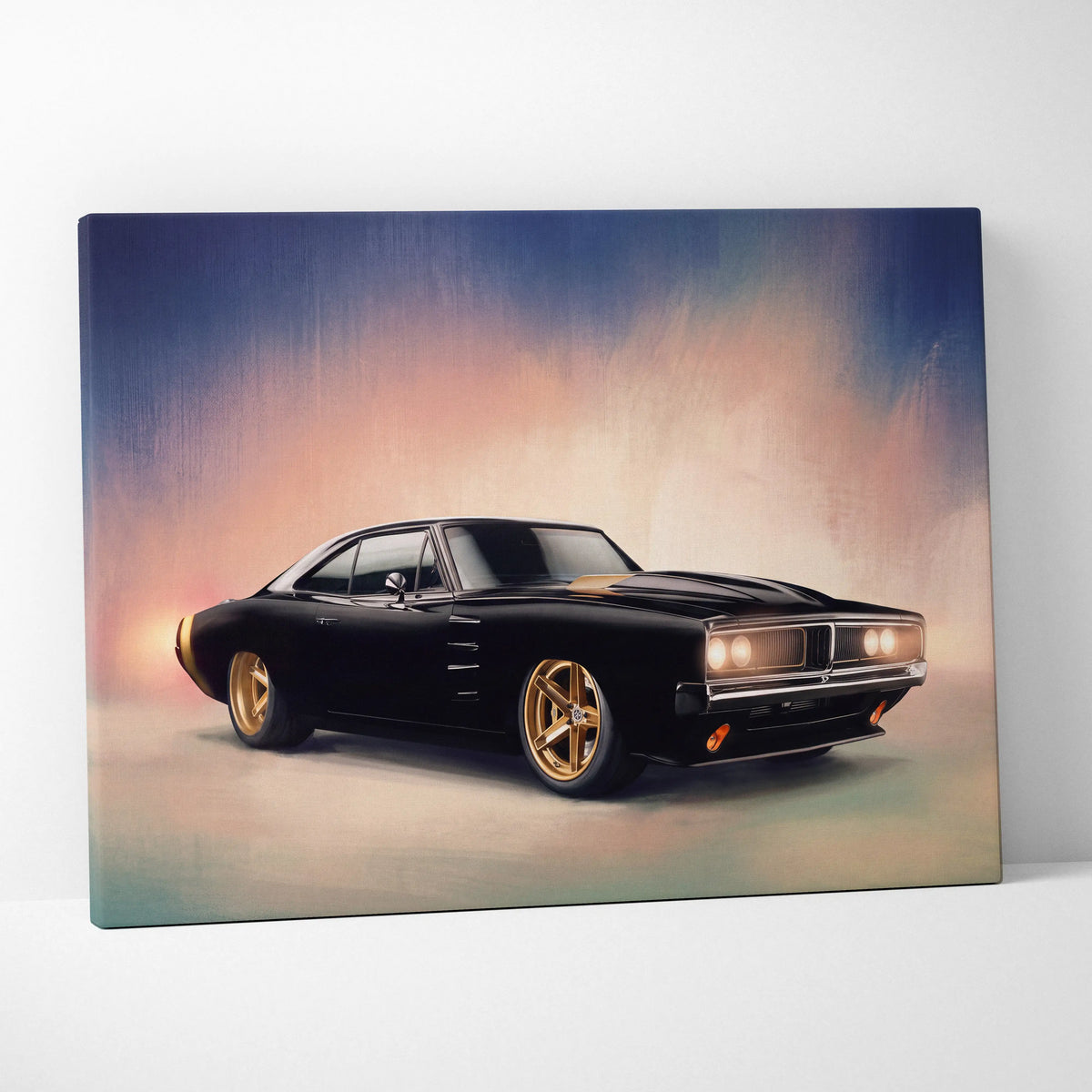 Dodge Charger Inspired Car Wall Art, Classic American Muscle Canvas Print for Office Decor