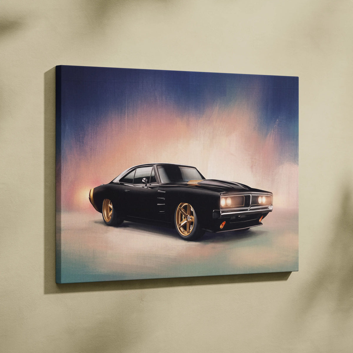 Dodge Charger Inspired Car Wall Art, Classic American Muscle Canvas Print for Office Decor